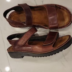 NAOT Chestnut Brown Leather adjustable strap sandals. EU size 39/ US size 8